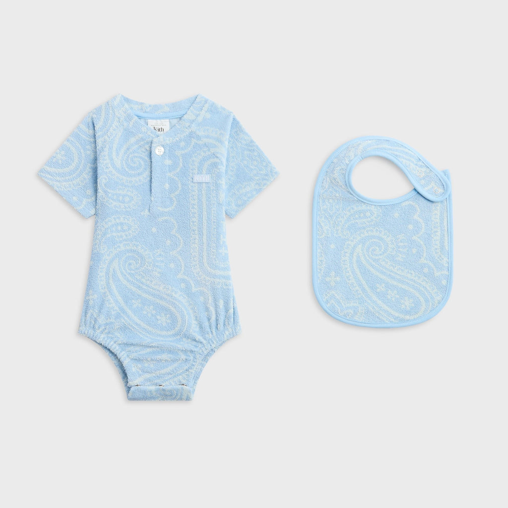 Kith Baby Paisley Jacquard Henley Romper Box Set - Serene