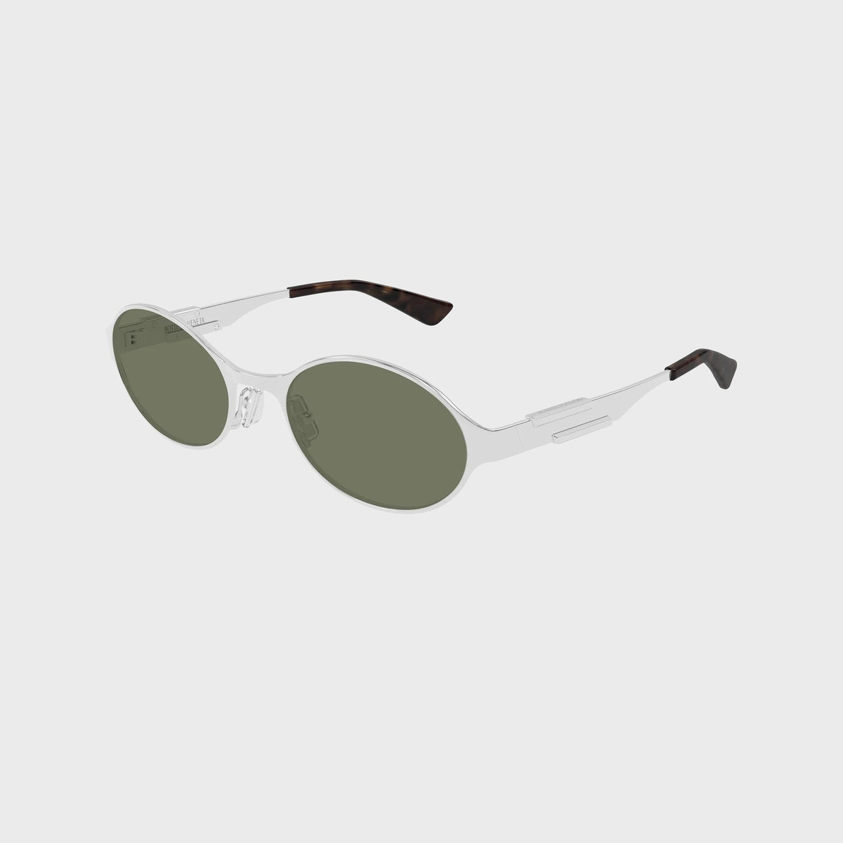Bottega Veneta Dash Oval Sunglasses - Silver / Green