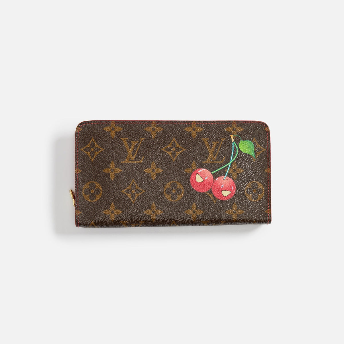 WGACA Louis Vuitton Murakami Cherry Porte Monnaie Zippy Wallet - Brown