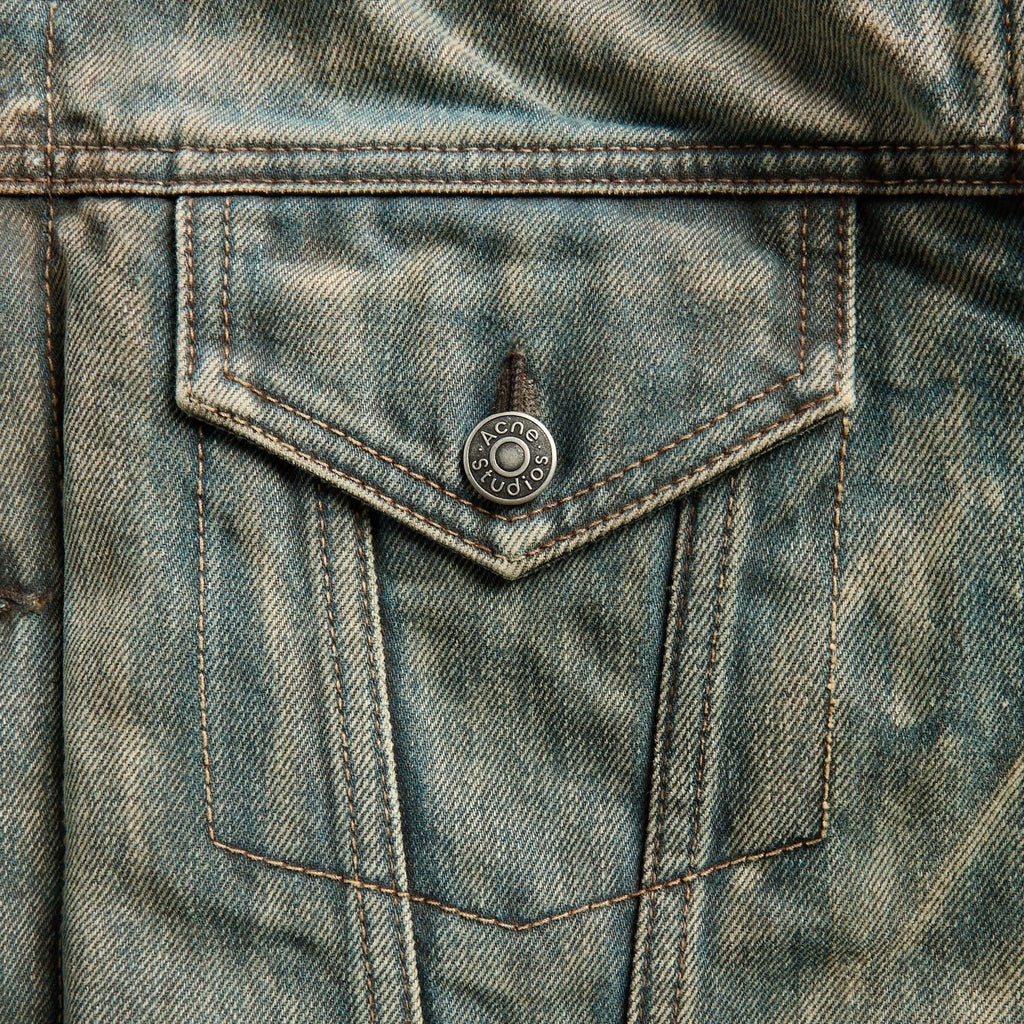 Acne Studios Fur Collar Denim Jacket - Mid Blue