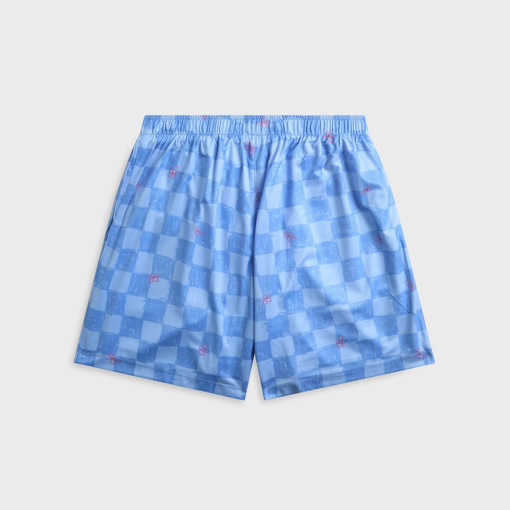 NAHMIAS Scribble Check Soccer Short - Blue Iris