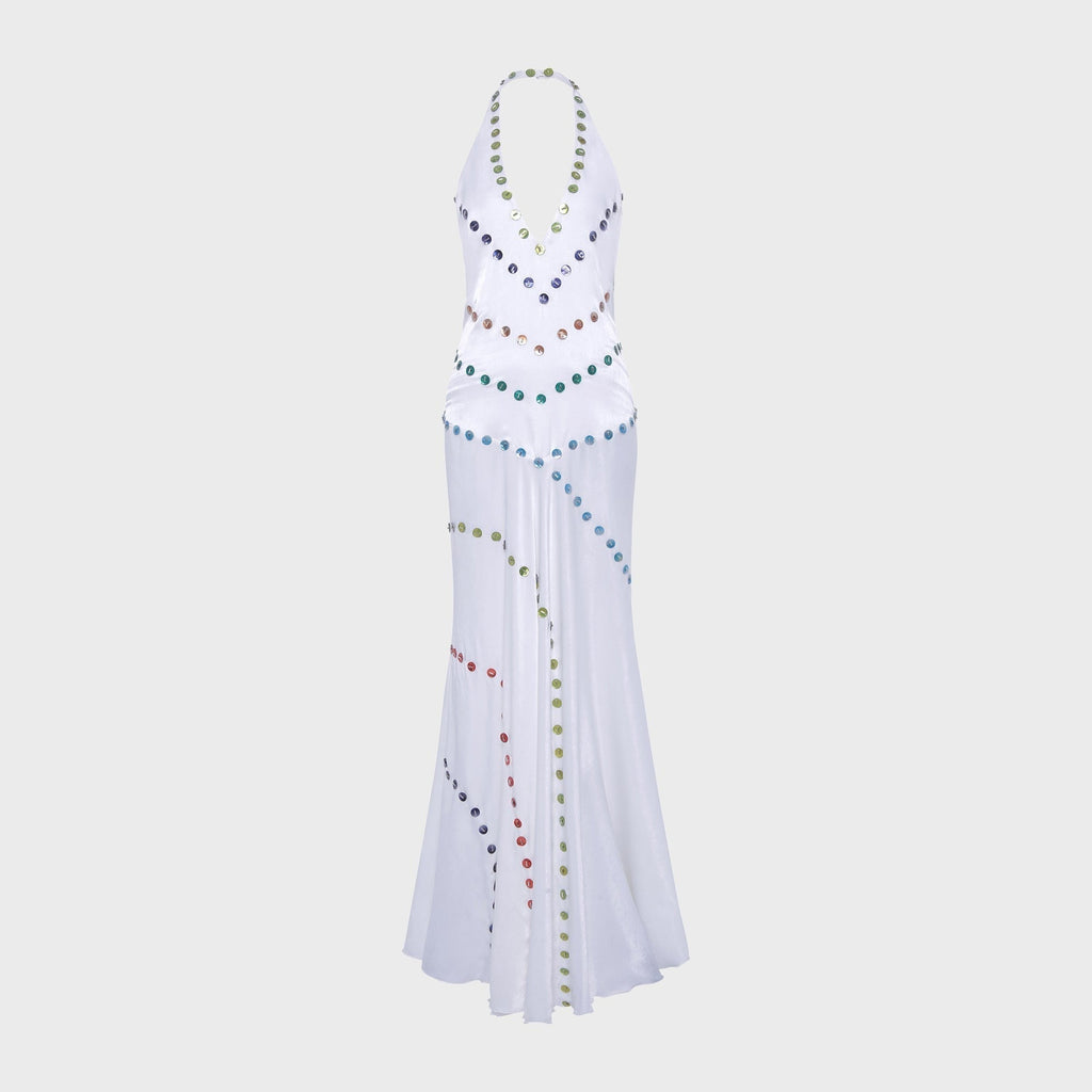 Siedres Vicka Satin Maxi Dress - White
