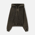 Alexander Wang Glitter Essential Terry Hoodie with Puff Logo - Army Green