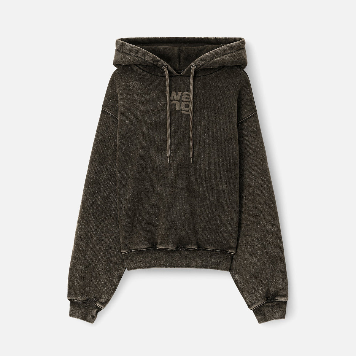 Alexander Wang Glitter Essential Terry Hoodie with Puff Logo - Army Green