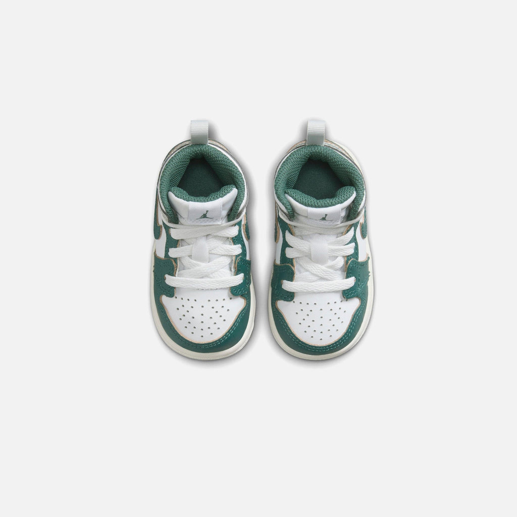 Jordan TD Air Jordan 1 Mid SE - White / Oxidized Green / Sail / Neutral Grey