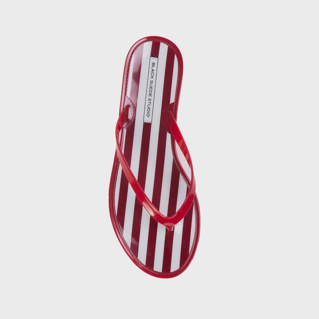 Black Suede Studio Crystal Sandal - Red Stripe / Red PVC