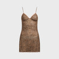 GUIZIO Tallulah Mesh Slip Dress - Mini Leopard