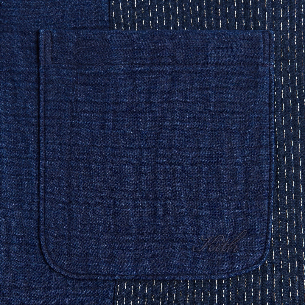 Kith Stitched Patchwork Boxy Collared Overshirt - Mid Indigo
