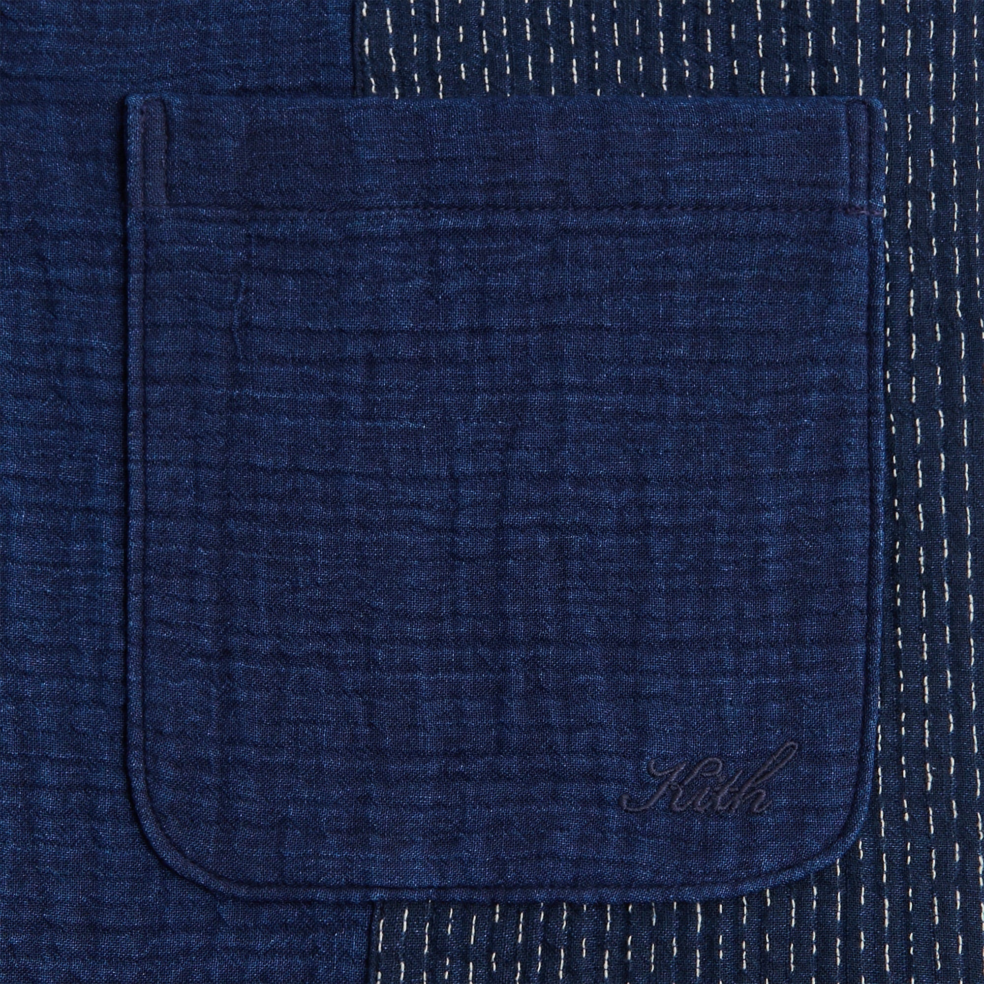 Kith Stitched Patchwork Boxy Collared Overshirt - Mid Indigo