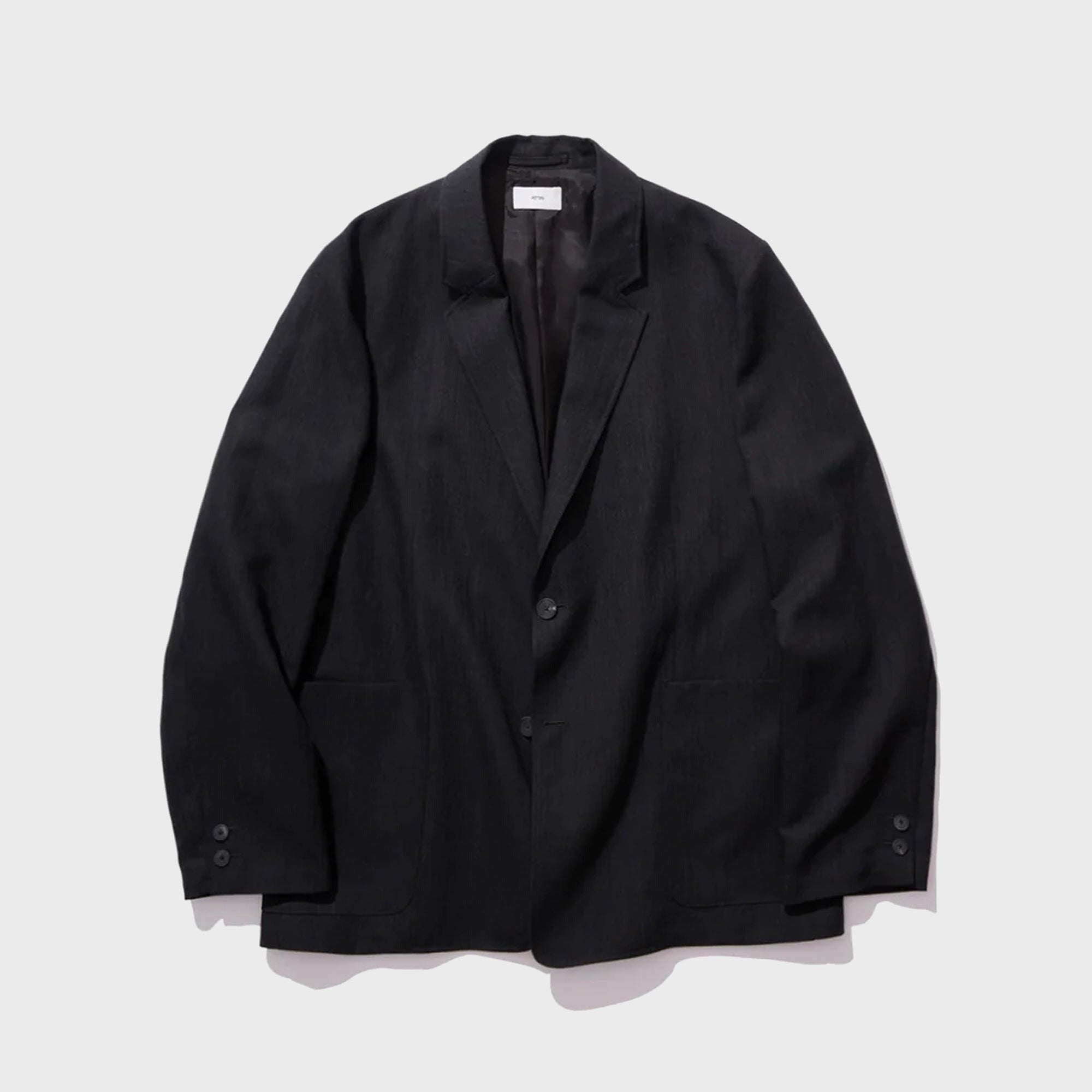 ATON Twist Wool Linen Semi Double Jacket - Charcoal