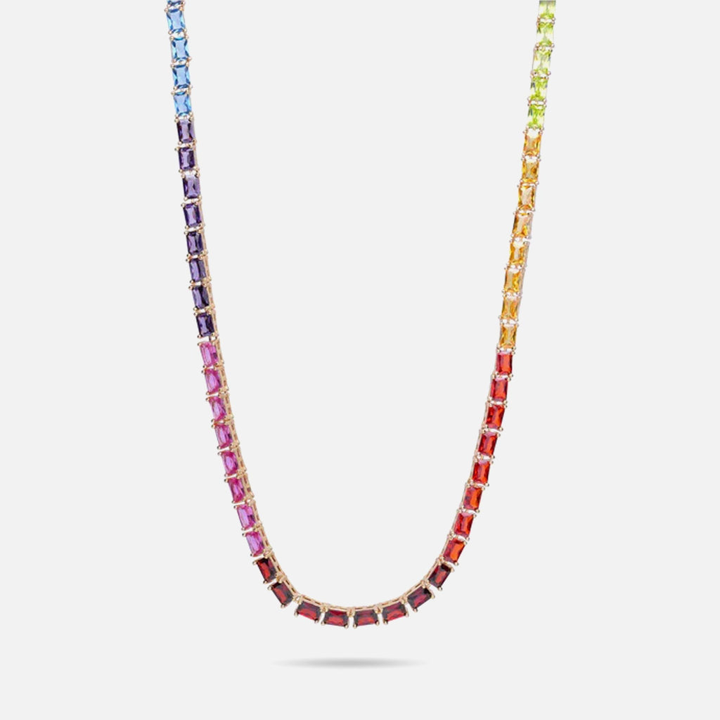 Crystal Haze Baguette Chakra Necklace - Multi