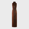 Jean Paul Gaultier Mesh High Neck Long Dress - Printed Python