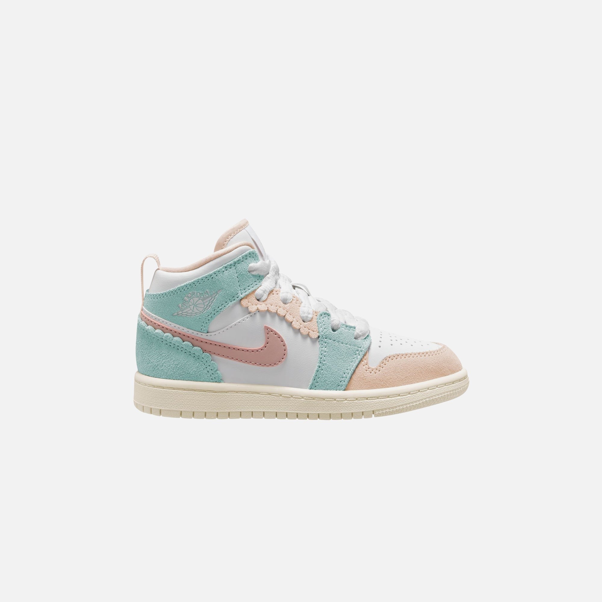 Nike Pre-School Jordan 1 Mid Se - White / Pink Oxford / Jade Ice / Guava Ice / Coconut Milk