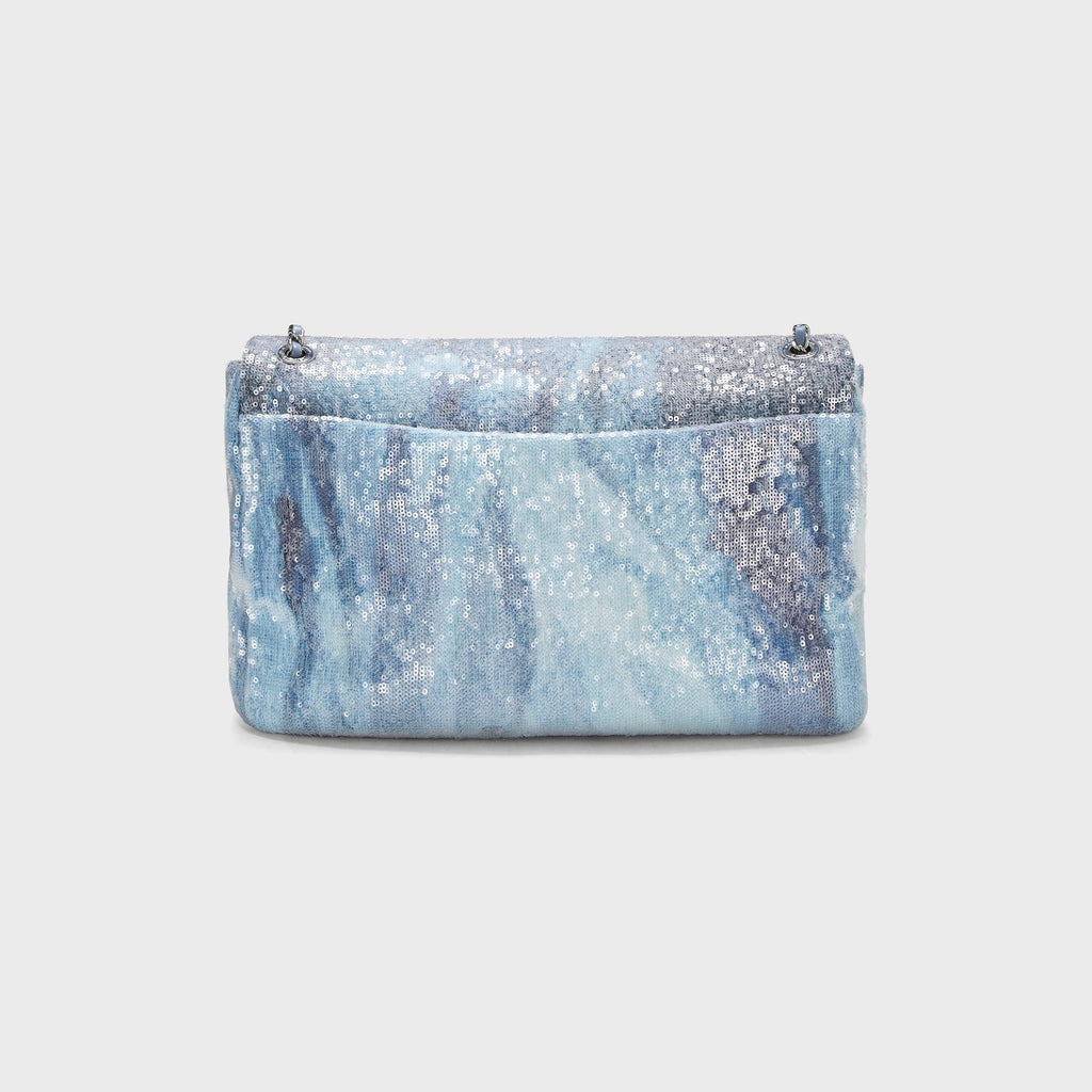 WGACA Chanel Sequin Waterfall Large Flap Bag - Blue