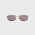 Gucci GG Rectangular Frame Sunglasses - Gold / Grey