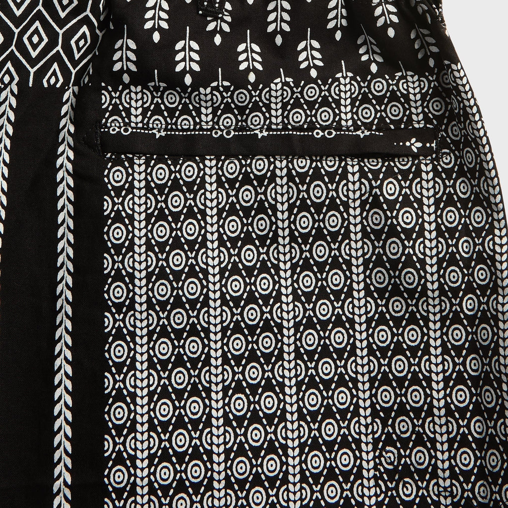 Engineered Garments Cotton Patchwork Print Drawstring Pant - Black / White