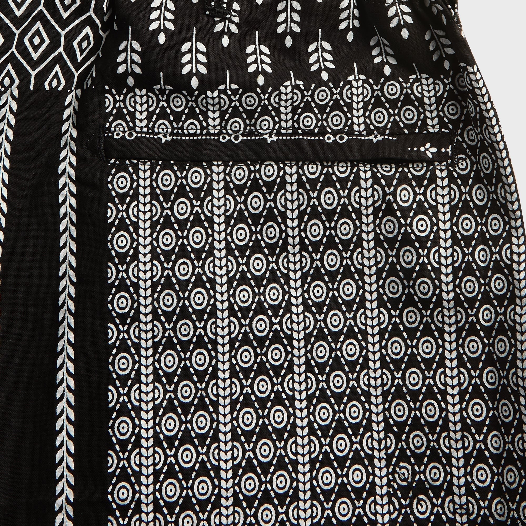 Engineered Garments Cotton Patchwork Print Drawstring Pant - Black / White