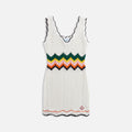 Casablanca Chevron Lace Dress - White