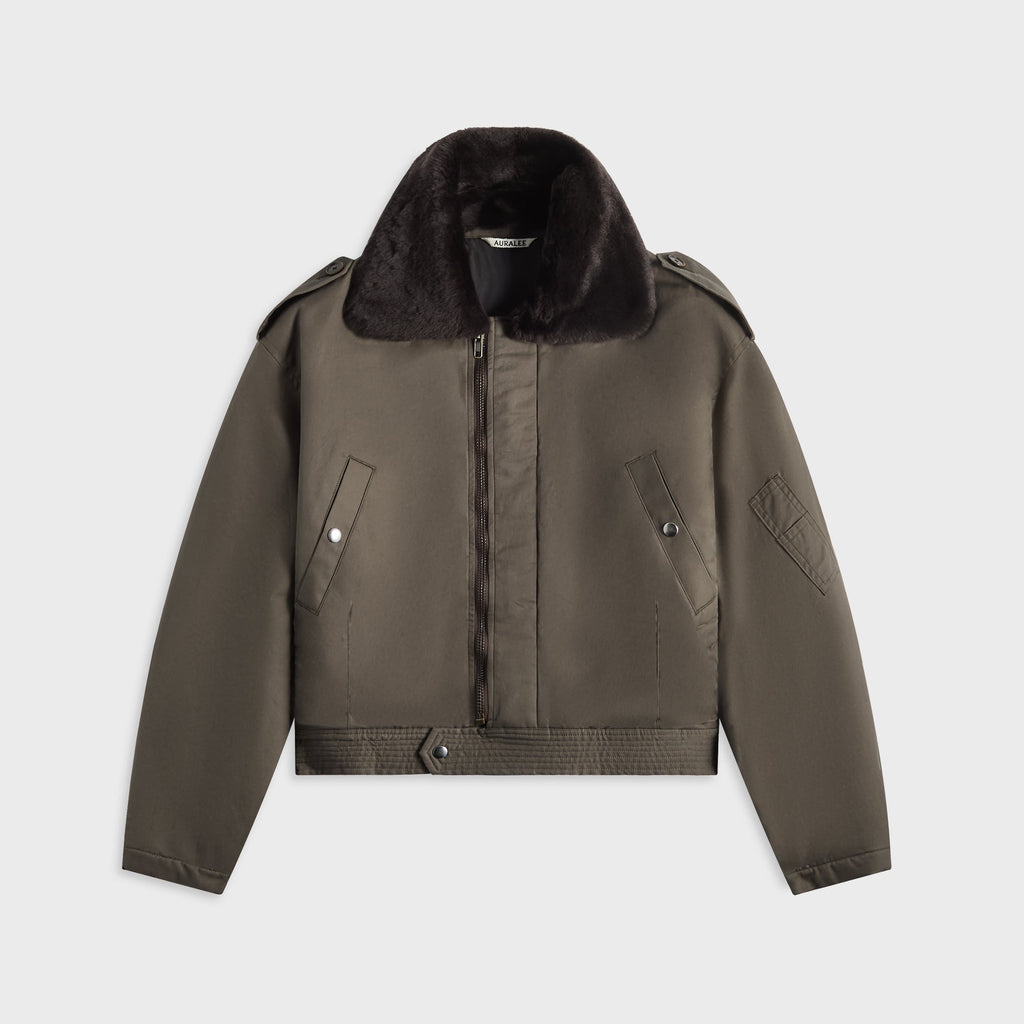 Auralee Washed Finx Cotton Gabardine Flight Blouson - Deep Olive