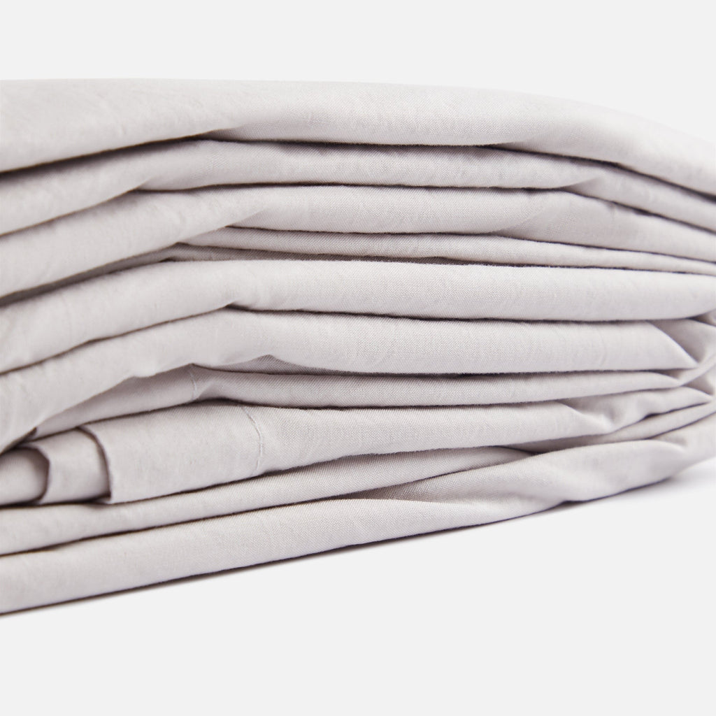 Tekla Percale Queen Duvet Cover - Soft Grey