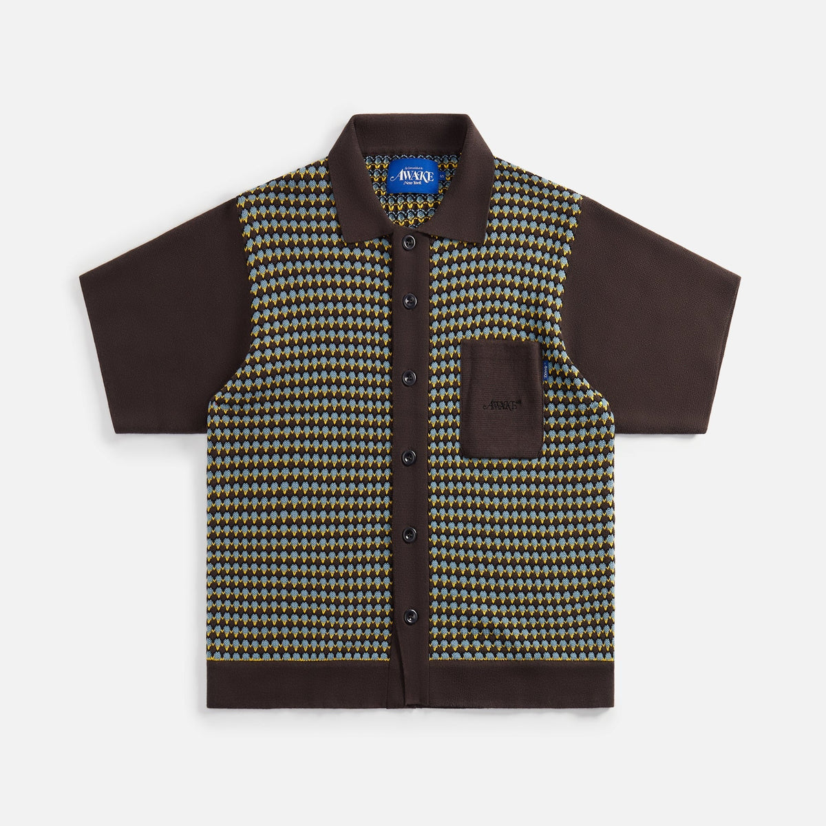 Awake NY Knit Crochet Button Down - Brown / Multi