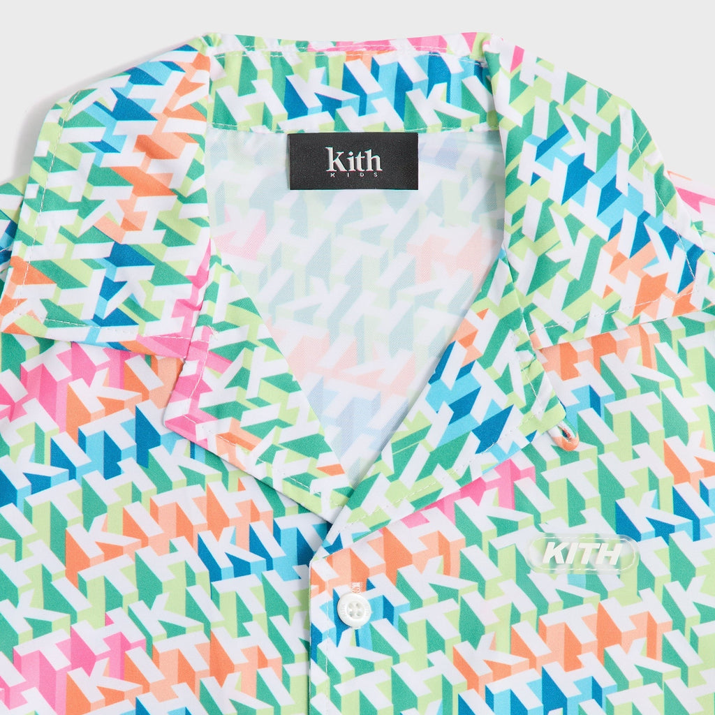 Kith Kids 3D Monogram Thompson Camp Swim Shirt - Peridot