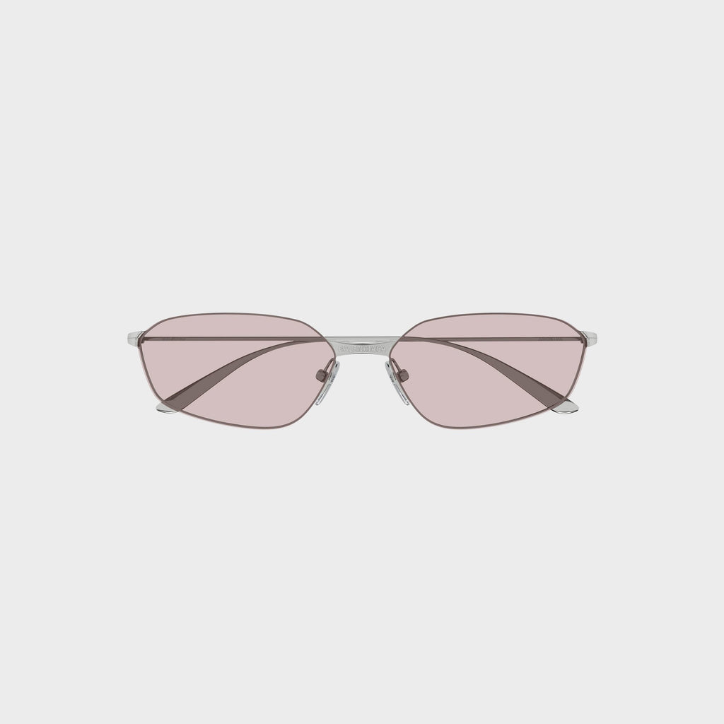 Balenciaga BB0412S Metal Rectangle Sunglasses - Ruthenium / Pink