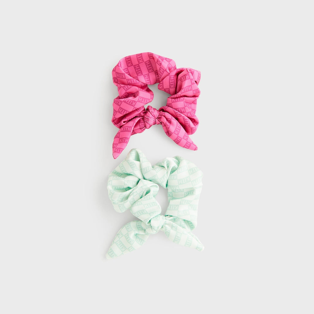 Kith Kids Set of 2 Printed Classic Logo Monogram Scrunchie - Multi