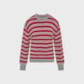 Frankies Bikinis Sloane Cotton Knit Boyfriend Sweater - Cloud Cover Stripe
