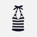 Frankies Bikinis Marialla Knit Halter Top - Sea Stripe