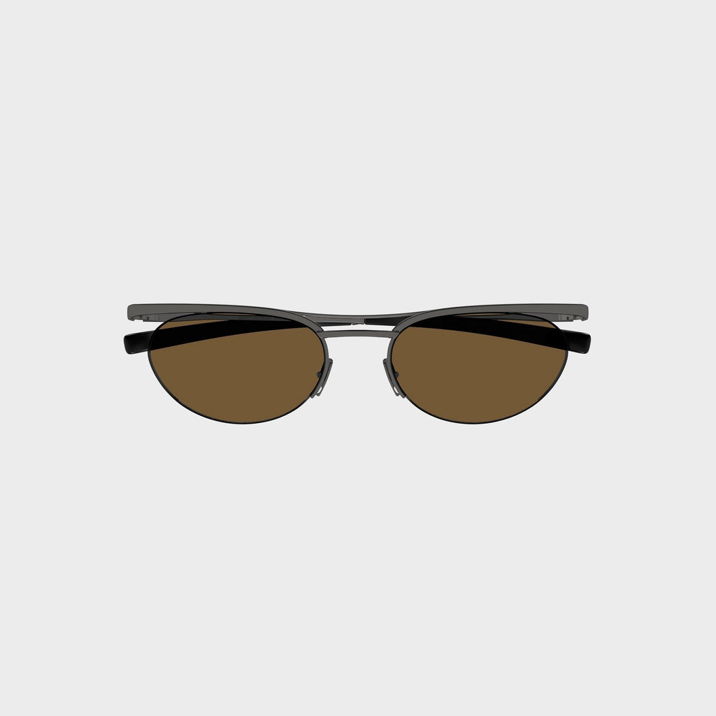 Saint Laurent SL862 Oval Sunglasses - Ruthenium / Brown