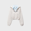 Alexander Wang Slashed Hoodie With Cropped Dickie Shirt - Heather Grey