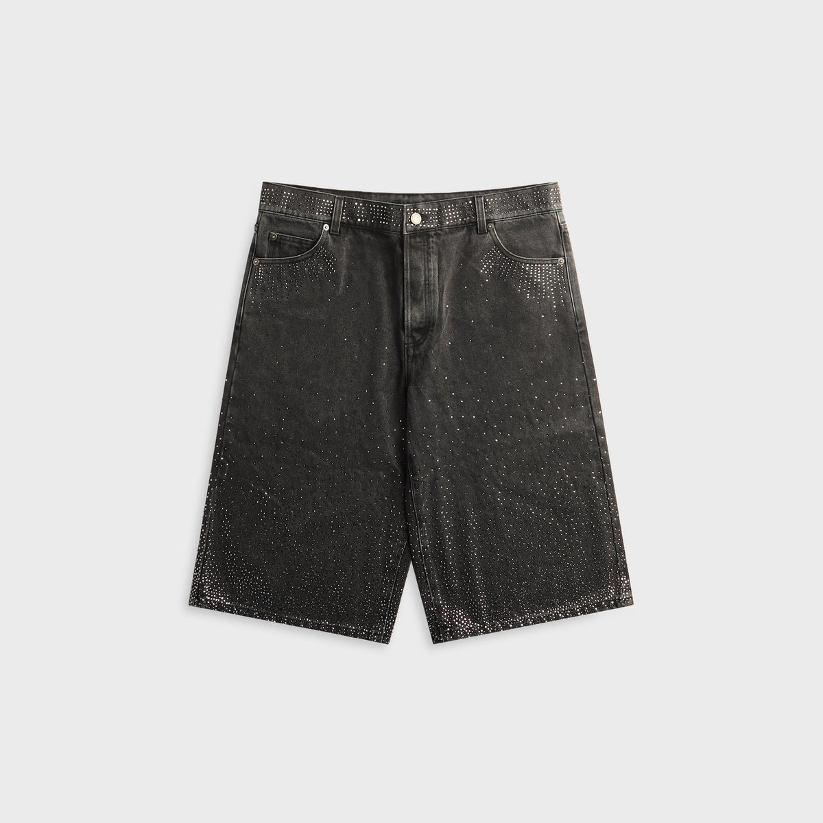 Coût De La Liberté Zander Crystal Rigid Denim Baggy Short - Sunfade Oz Black
