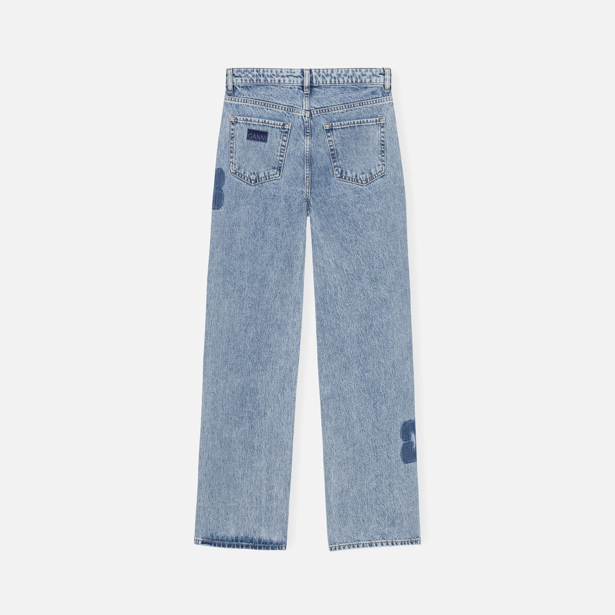 Ganni Patch Denim Izey Pant - Mid Blue Stone