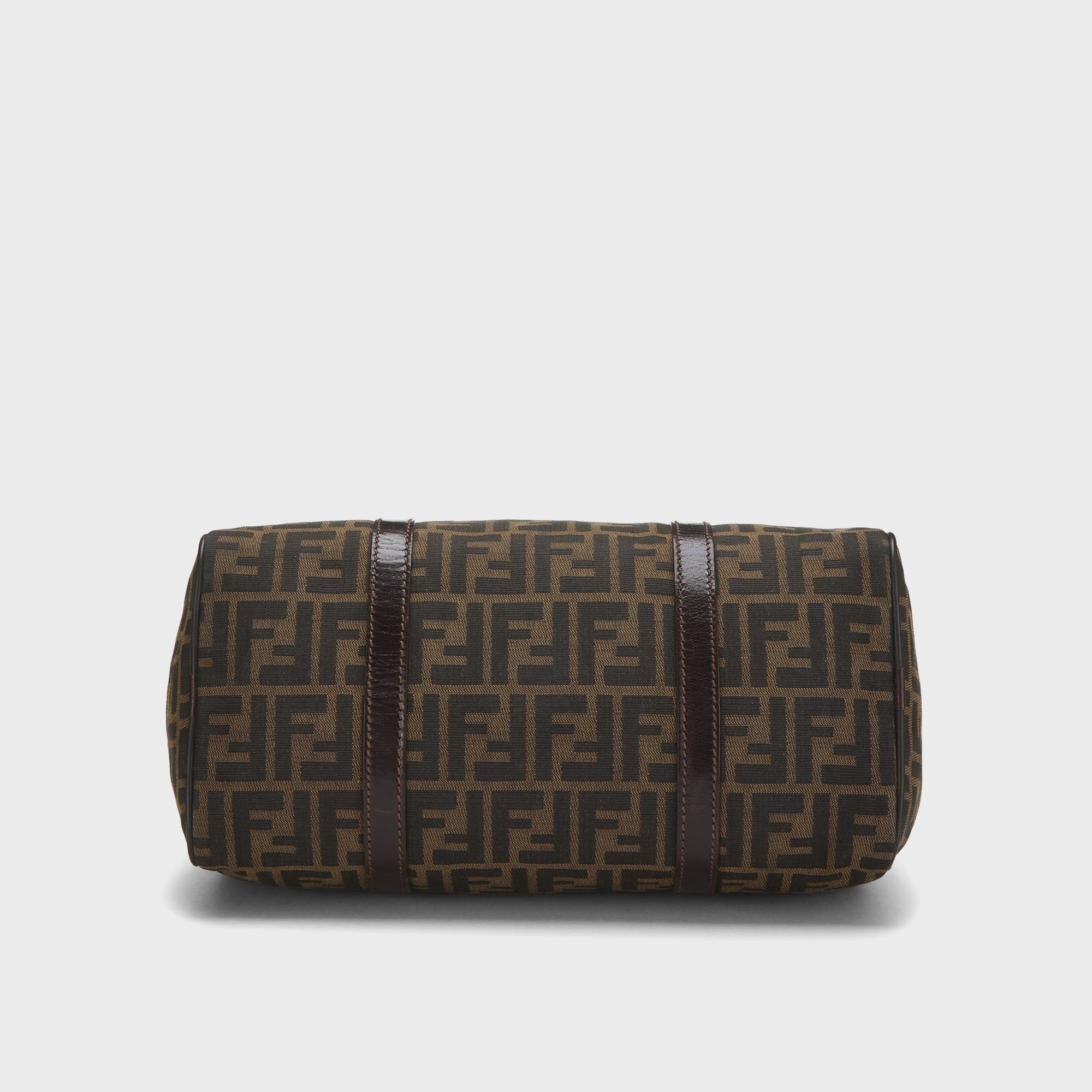 WGACA Fendi Tobacco Zucca Canvas Boston Bag - Brown
