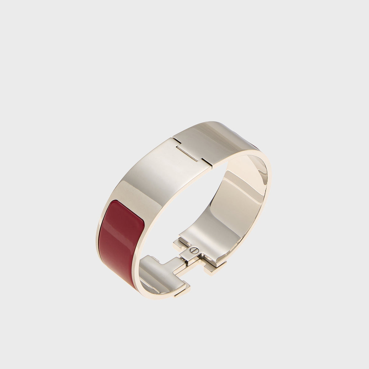 WGACA Hermes Clic Clac H Wide Bracelet - Red / Silver