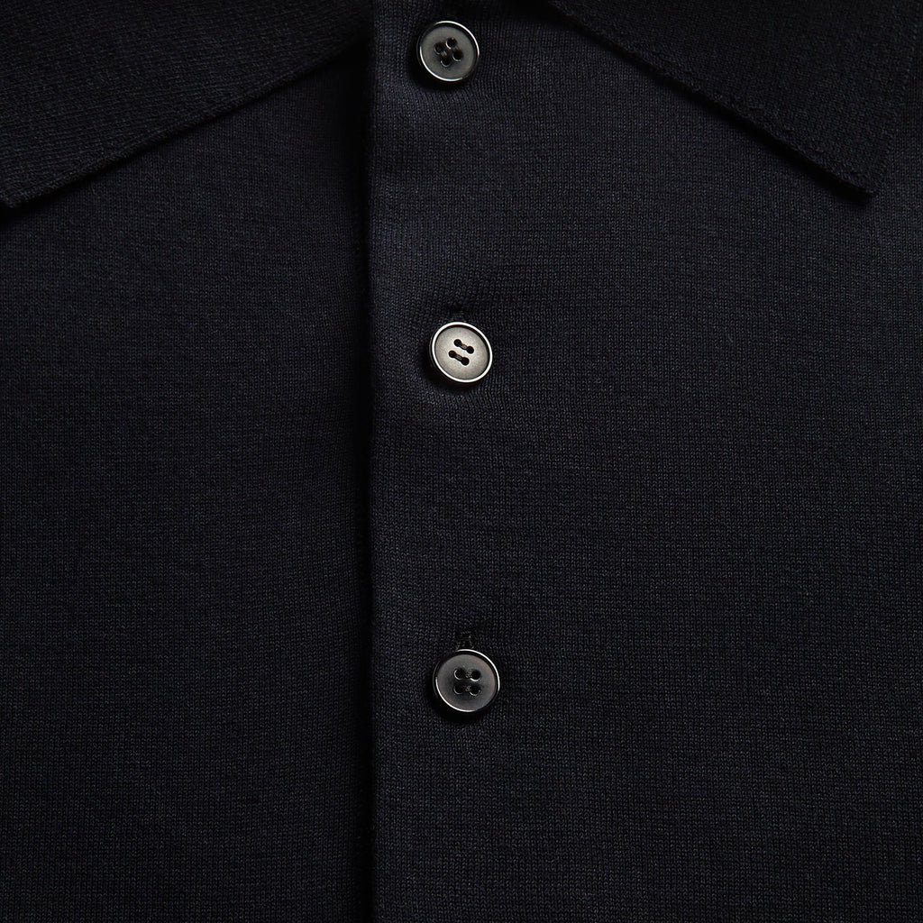 Auralee Giza High Gauge Knit Polo - Dark Navy