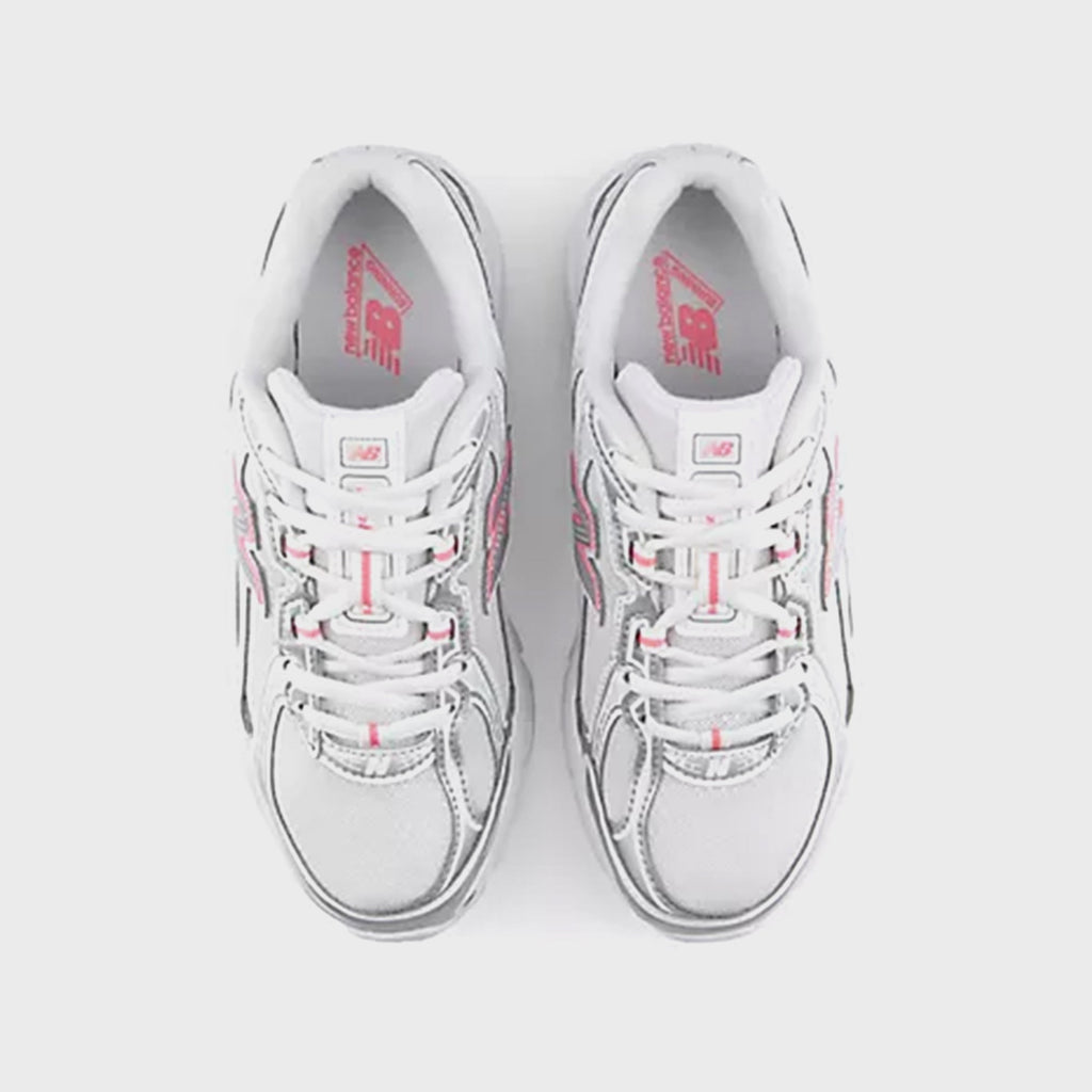 New Balance GS 740 Bungee Lace - Silver Metallic / Signal Pink
