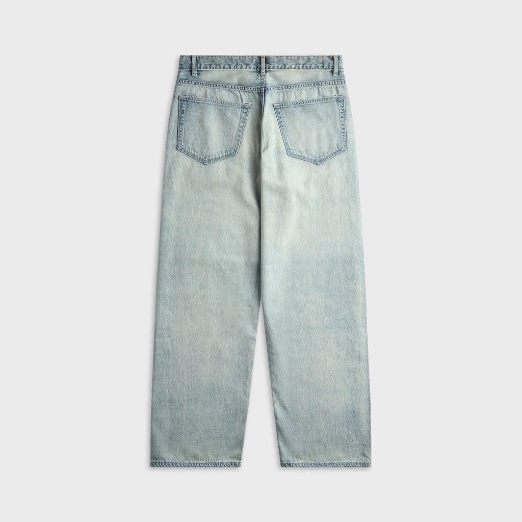 Auralee Faded Selvedge Light Denim Wide Pant - Light Indigo