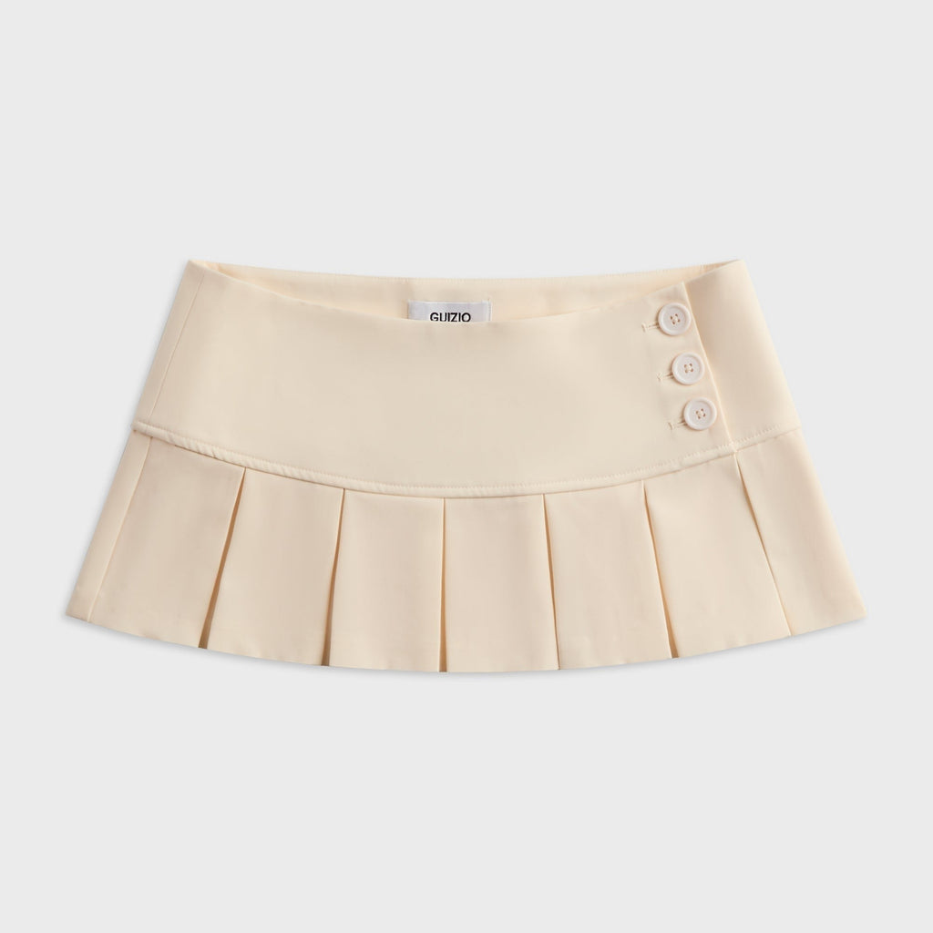 GUIZIO Pleated Micro Mini Skirt - Ivory