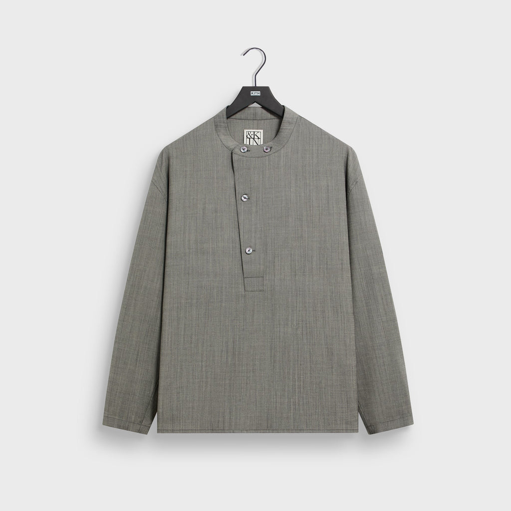 &Kin Tropical Wool Leven Shirt - Grey Melange