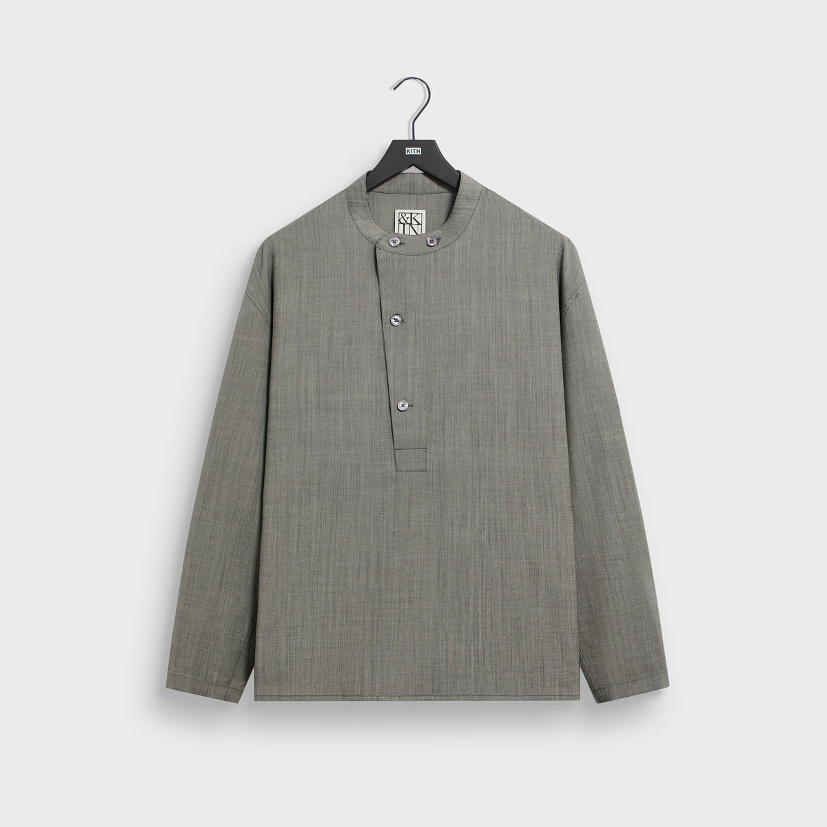 &Kin Tropical Wool Leven Shirt - Grey Melange