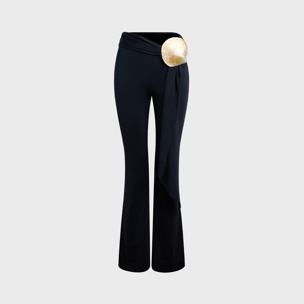 Conner Ives Spandex Shell Sash Trouser - Black