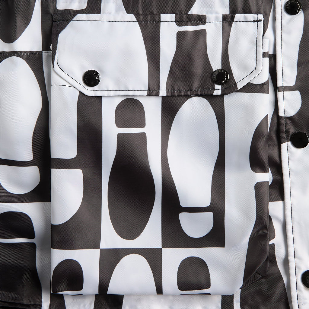 Engineered Garments Foot Print Polyester Pilot Twill Parka - White / Black