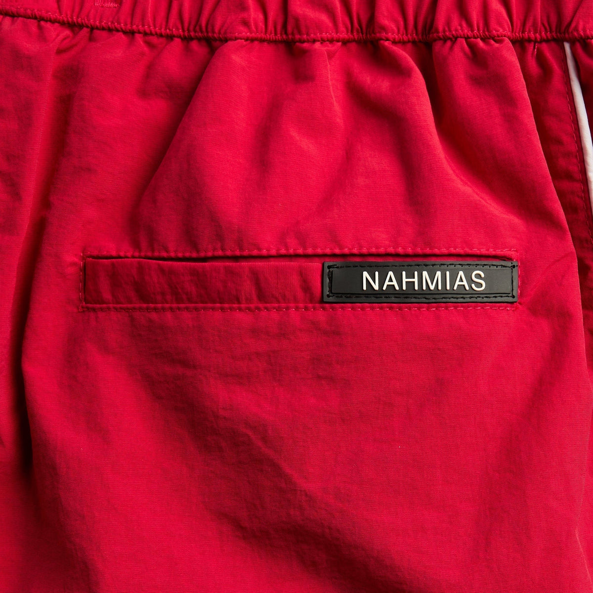 NAHMIAS Baggy Fit Color-Blocked Warm Up Track Pant - Red Nylon