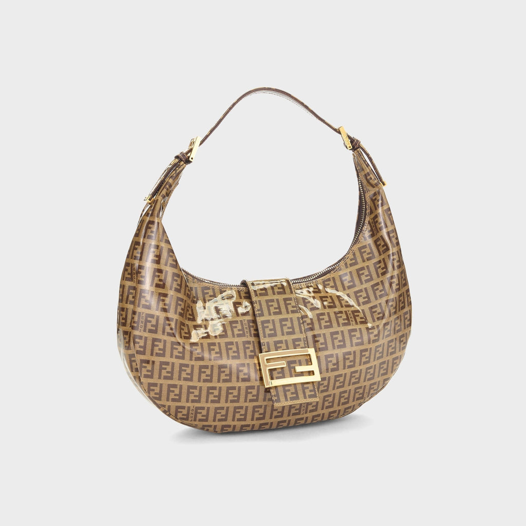 WGACA Fendi Brown Vinyl Crescent Moon Hobo Small Bag - Brown