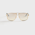 Vintage Frames Bellagio Two-Tone Yellow & White Gold Sunglasses - Brown Smoke Gradient