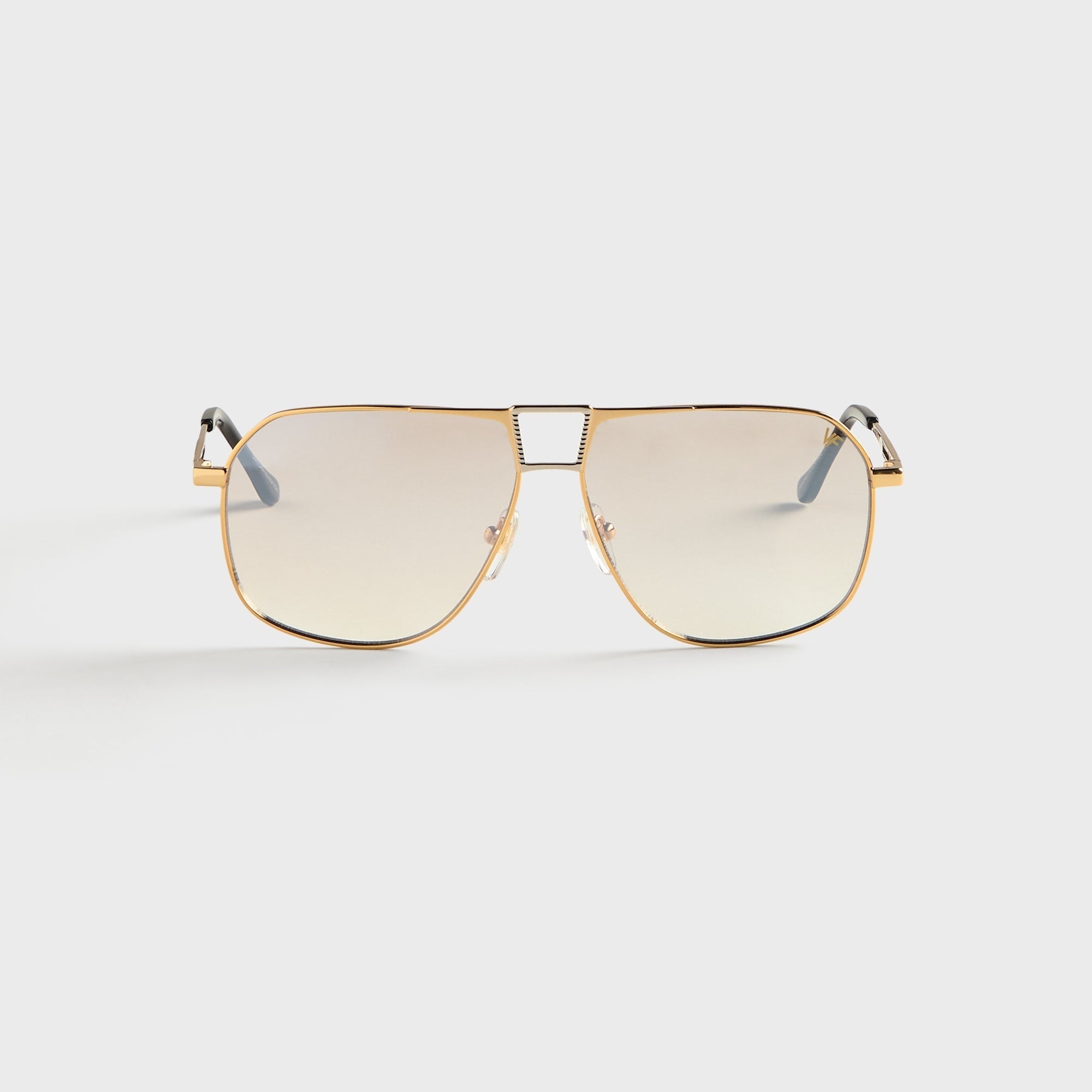 Vintage Frames Bellagio Two-Tone Yellow & White Gold Sunglasses - Brown Smoke Gradient