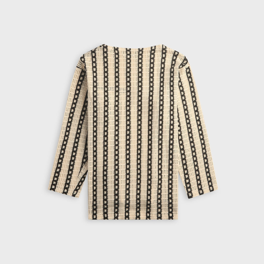 Engineered Garments Stripe CP Crochet Basque Shirt - White / Black