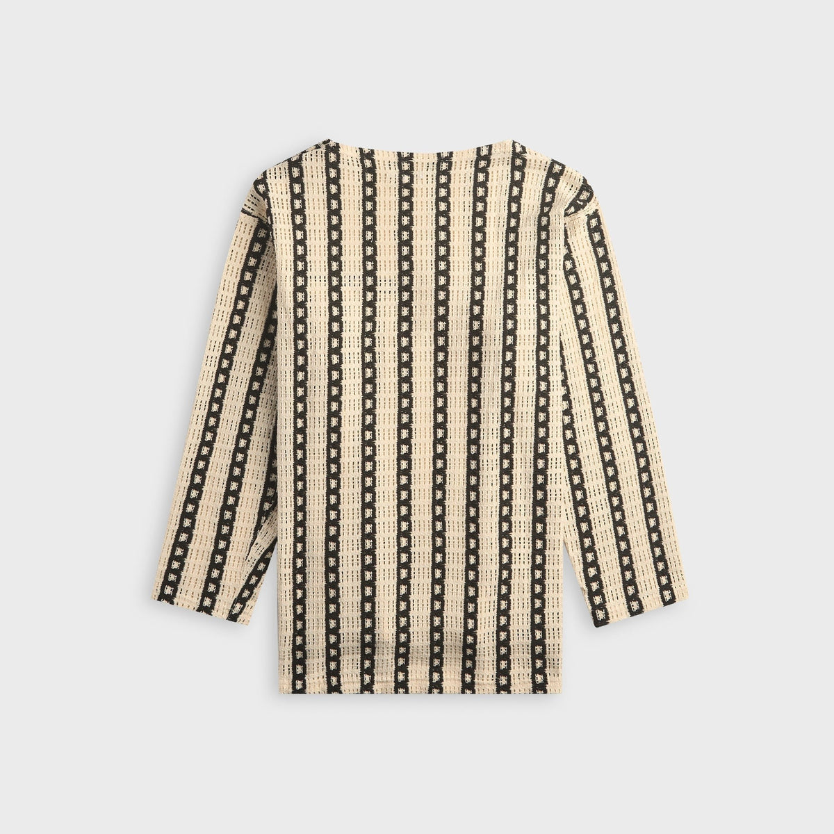 Engineered Garments Stripe CP Crochet Basque Shirt - White / Black